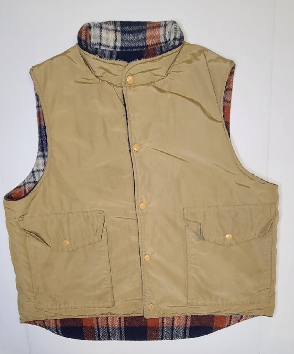 Vintage Reversible Insulated Plaid Vest Wool Blend X-Large